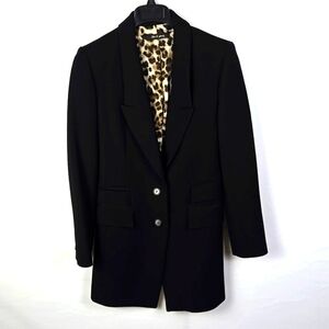 Choi Ji Young Single-Breasted Black Blazer With Lepoard Lining Sz 8